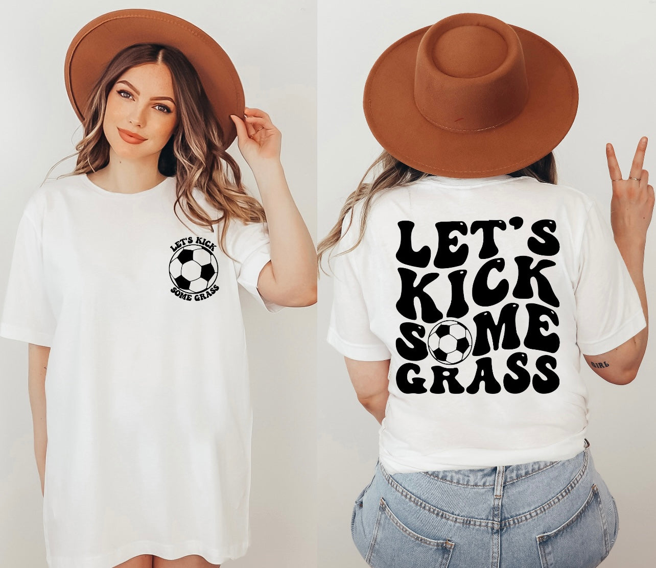 Let’s kick some grass (black lettering) graphic t-shirt