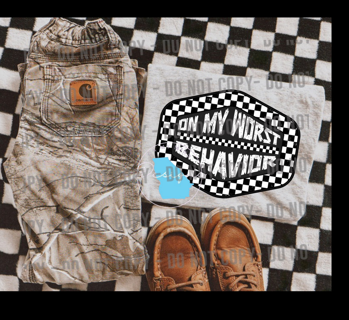On my worst behavior kids graphic t-shirt
