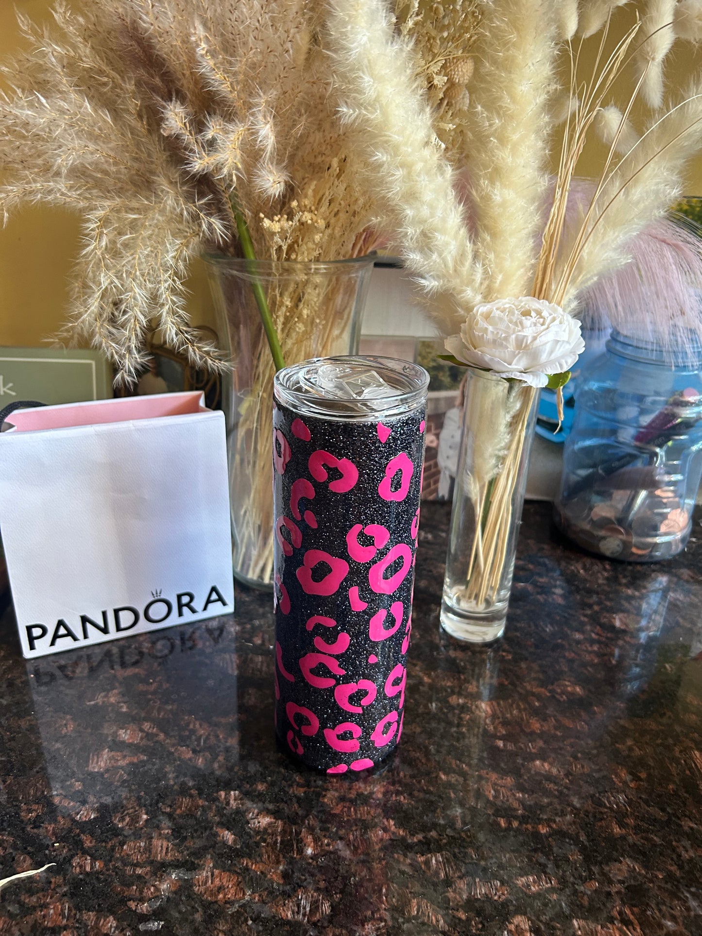 Leopard print epoxy skinny tumbler