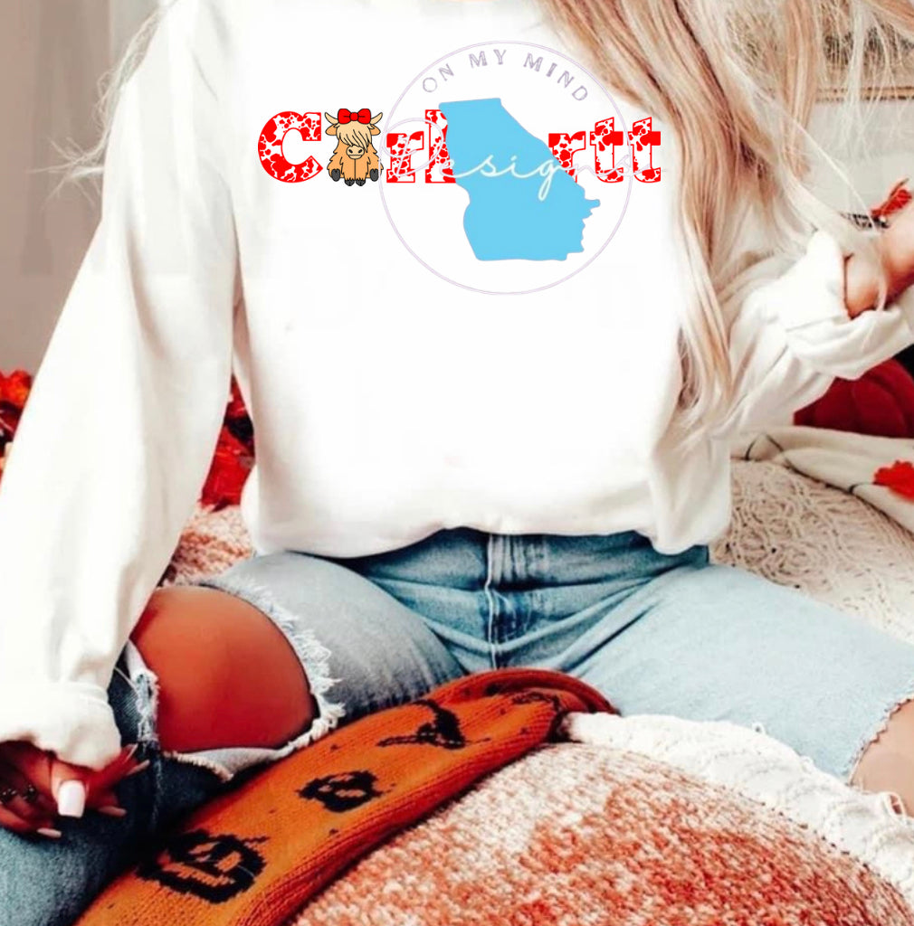 Pink highland cow Crewneck