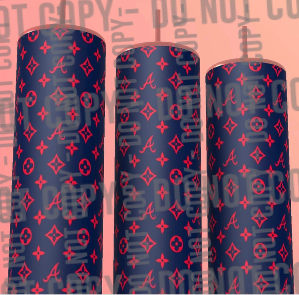 A red and blue tumbler oz tumbler
