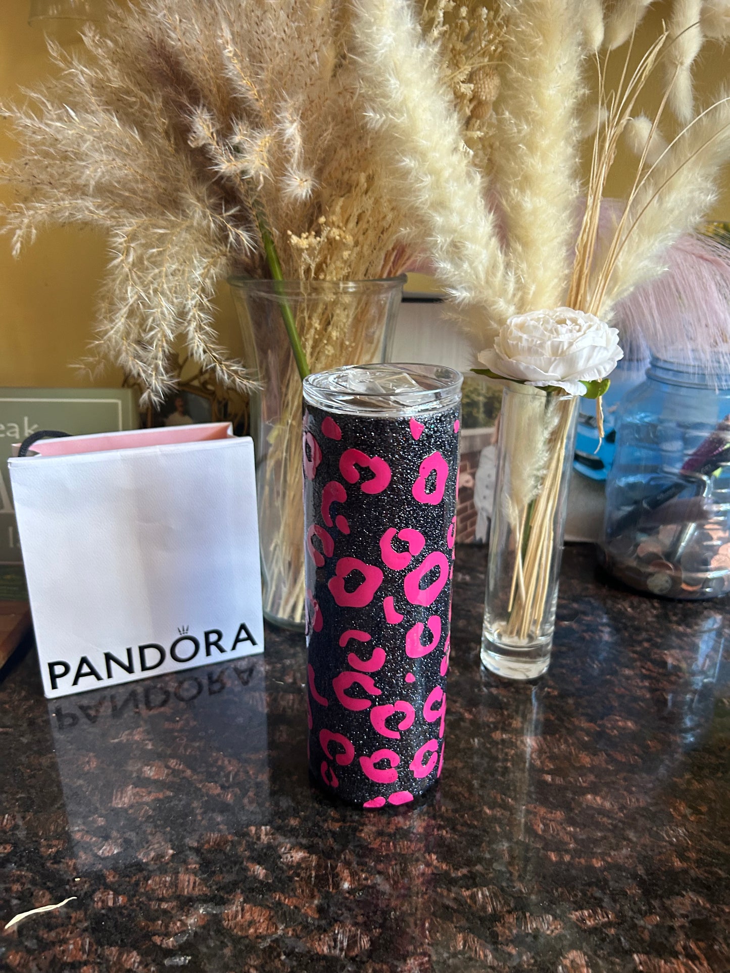 Leopard print epoxy skinny tumbler