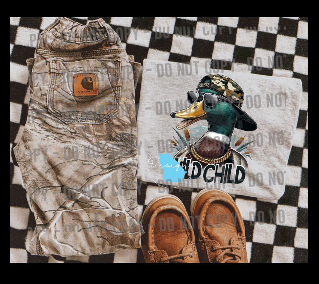 Wild Child duck hunting kids graphic t-shirt