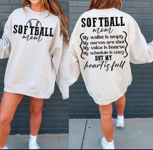 Heart full softball mama graphic tee