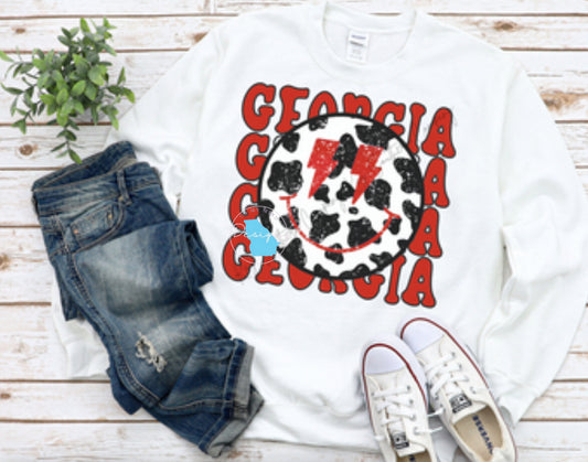 Smiley cow print Georgia print graphic tee