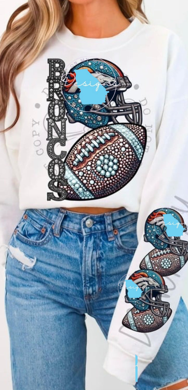 Broncos themed football graphic tee