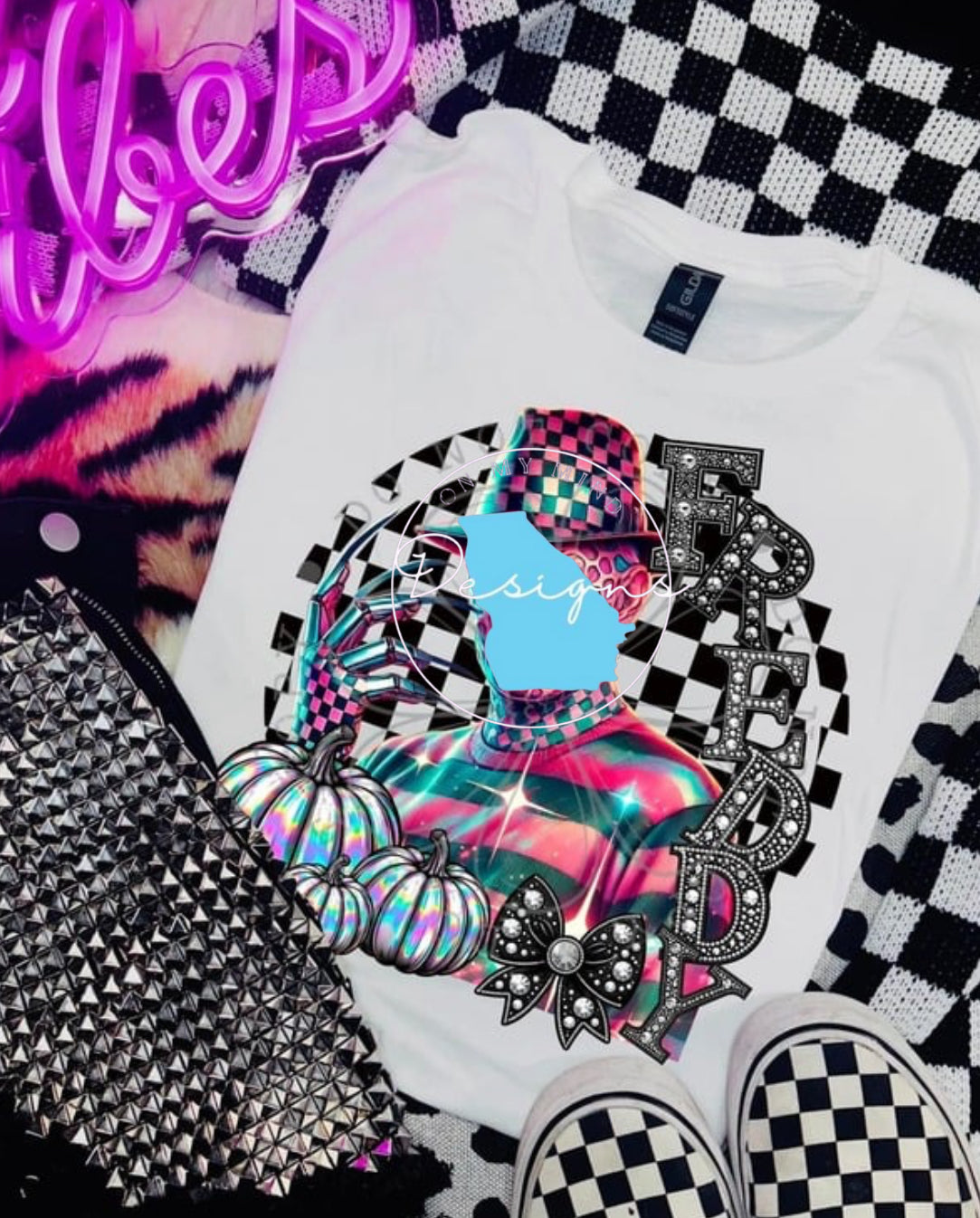 Glitzy girl Michael Halloween graphic tee