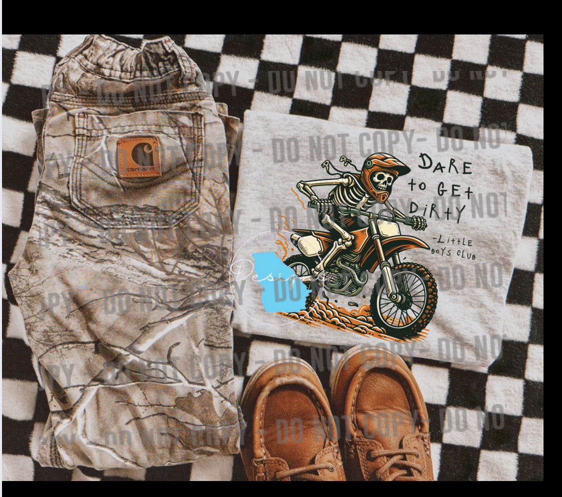 Dare to get dirty youth graphic t-shirt