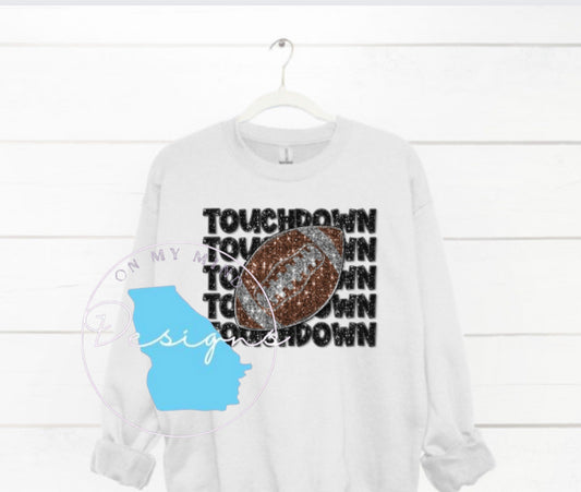 Touchdown sequin football  tee