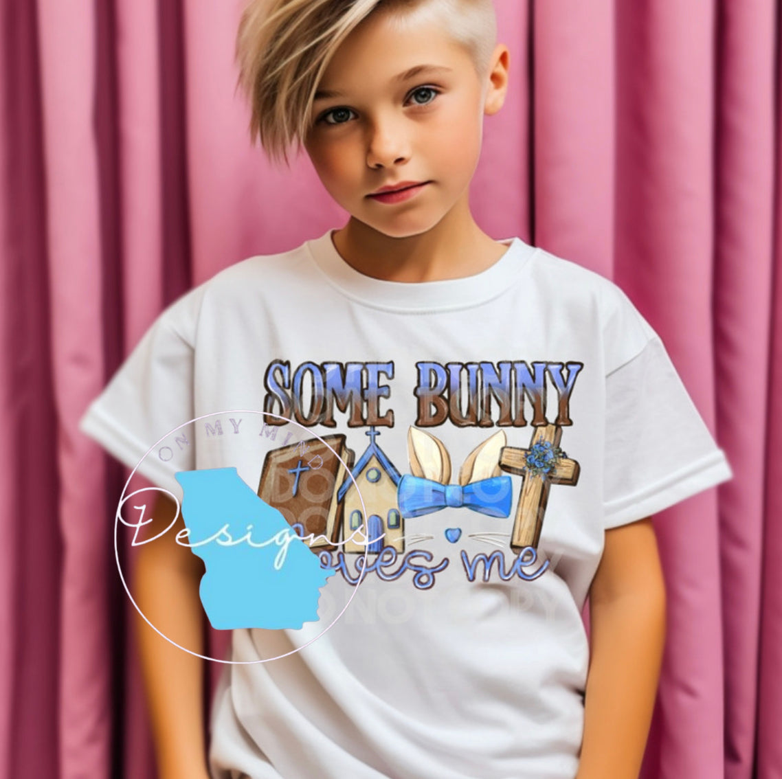 Somebunny loves me (blue)  t-shirt