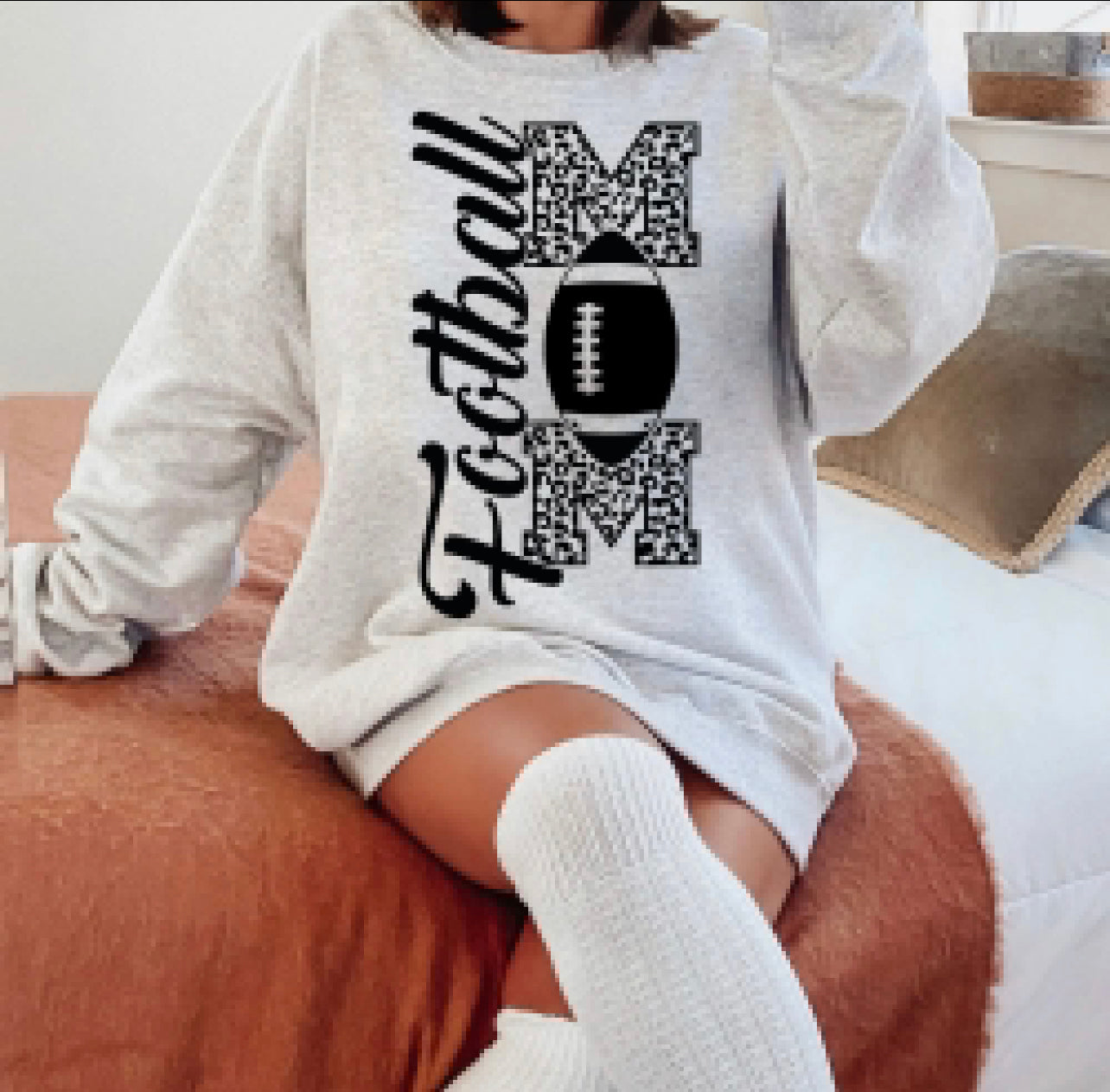 Football Mom leopard print graphic tee