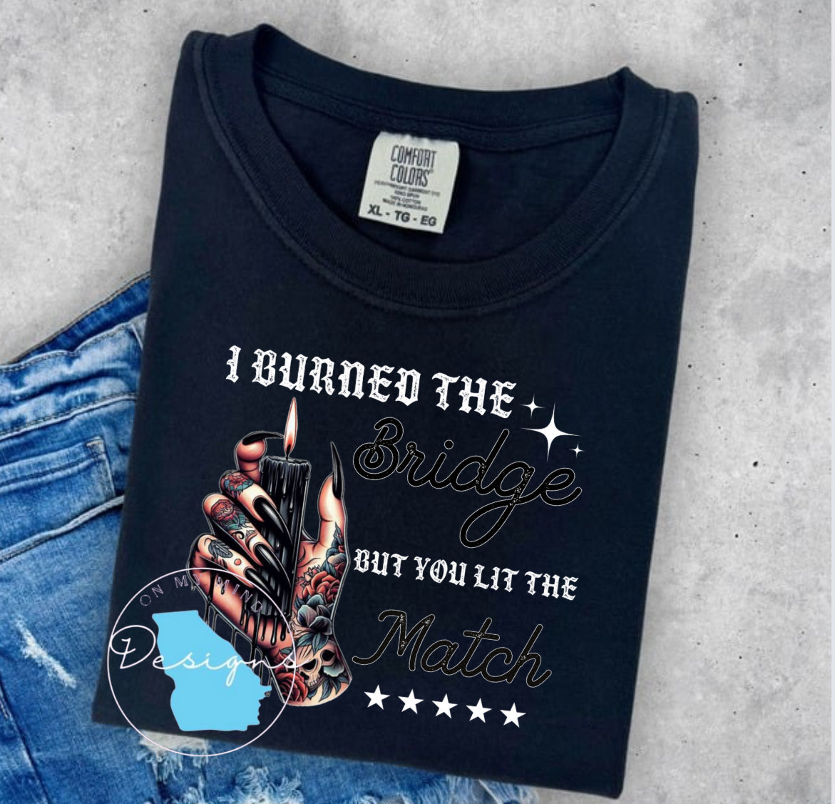 I burned the bridge graphic tee