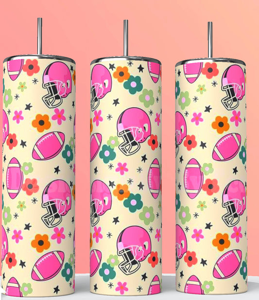 Pretty in pink football  20 oz tumbler
