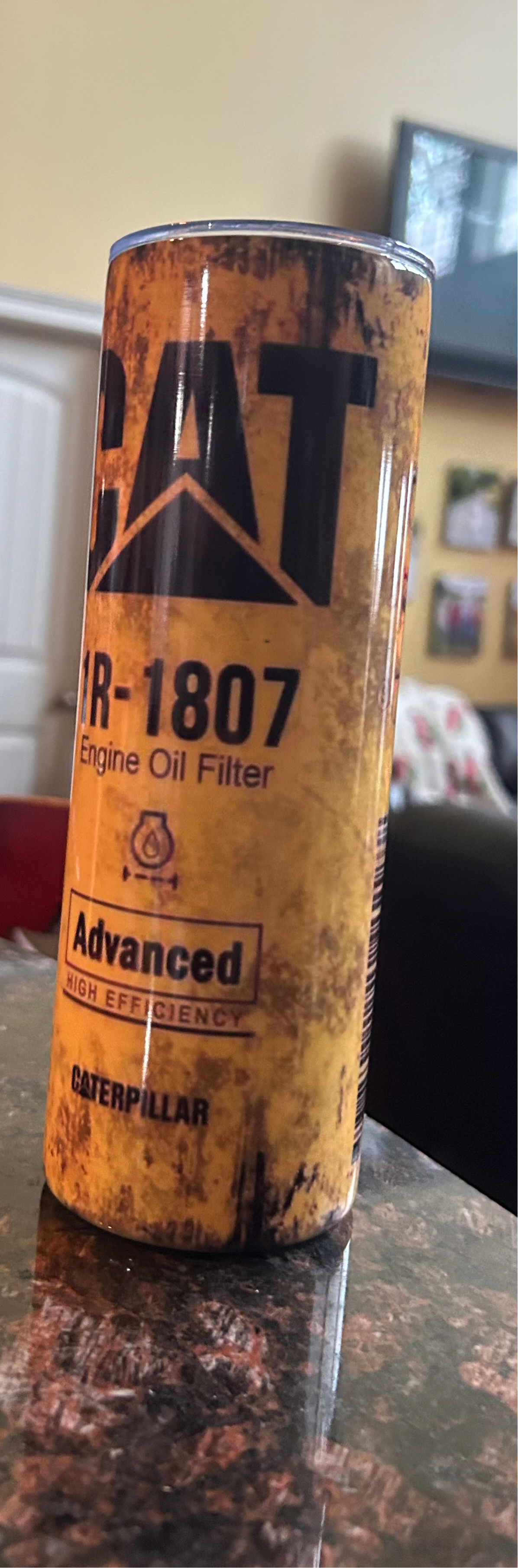 CAT oil filter themed 20 oz tumbler