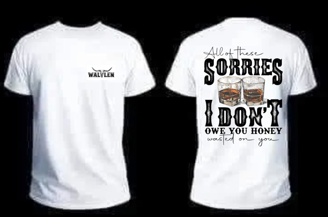 Sorries I don’t owe you  graphic tee