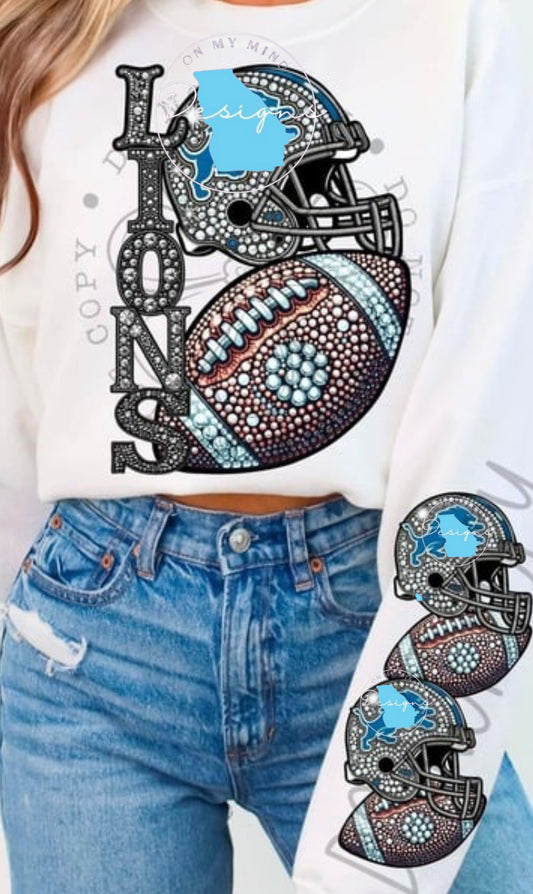 Lions themed football graphic tee