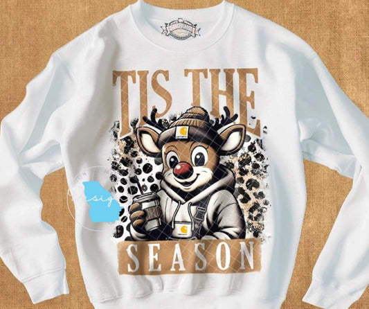 Tis the season Reindeer funny winter graphic tee
