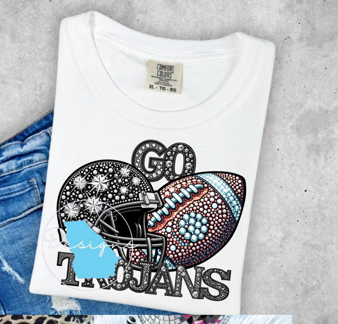 Go Trojans  rhinestone graphic tee