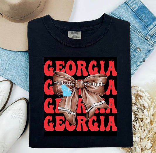 Georgia Footbal Bow (Adult)  graphic tee