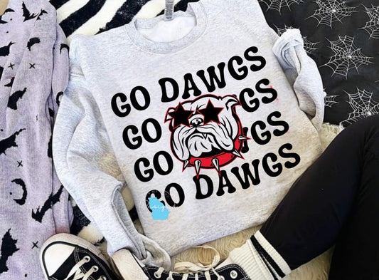 Go Dawgs stacked  retro print graphic tee