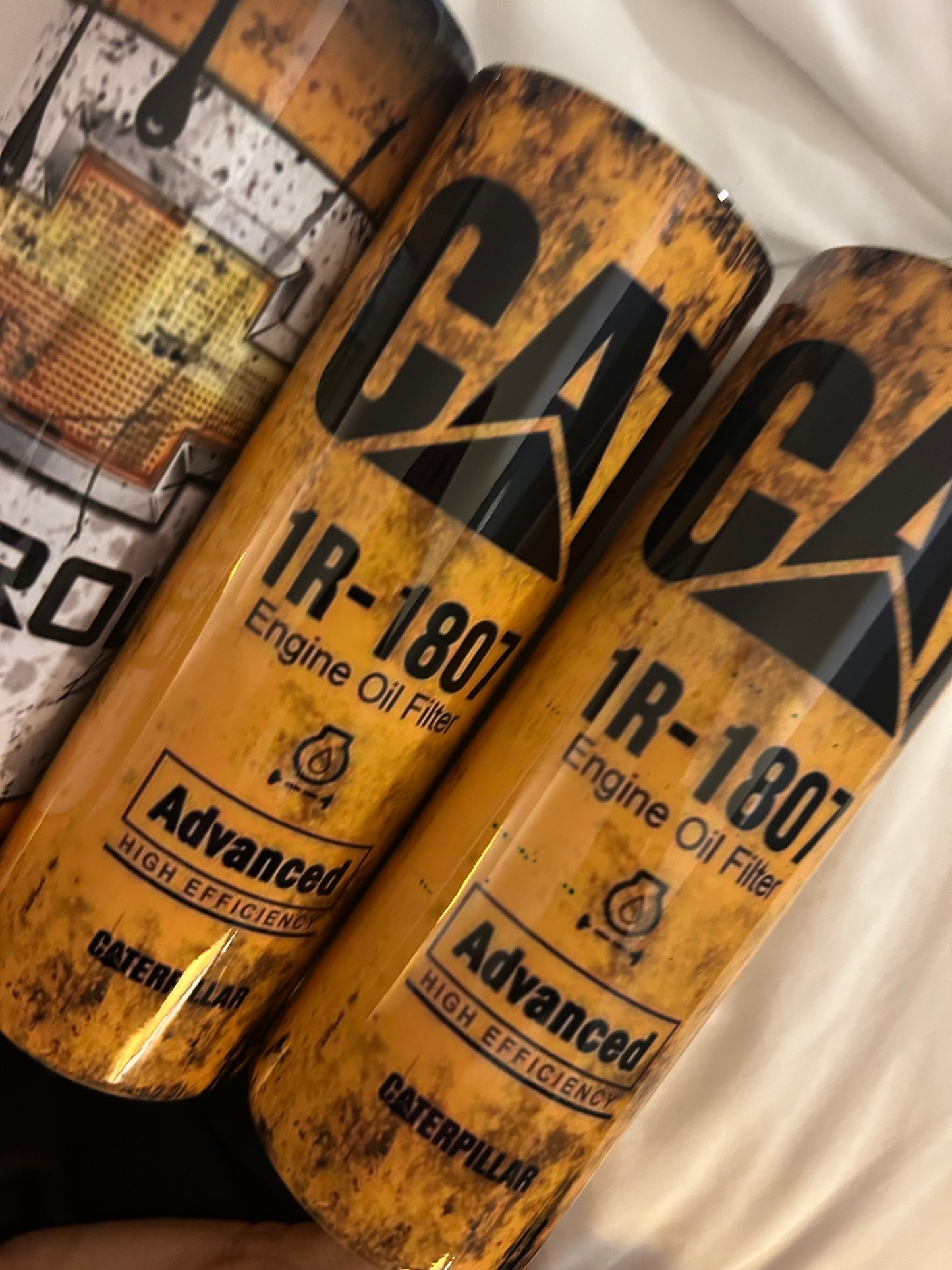 CAT oil filter themed 20 oz tumbler