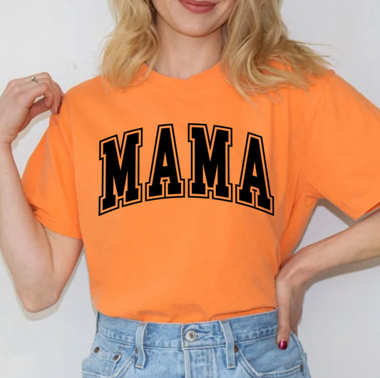 Mama varsity lettering graphic t-shirt