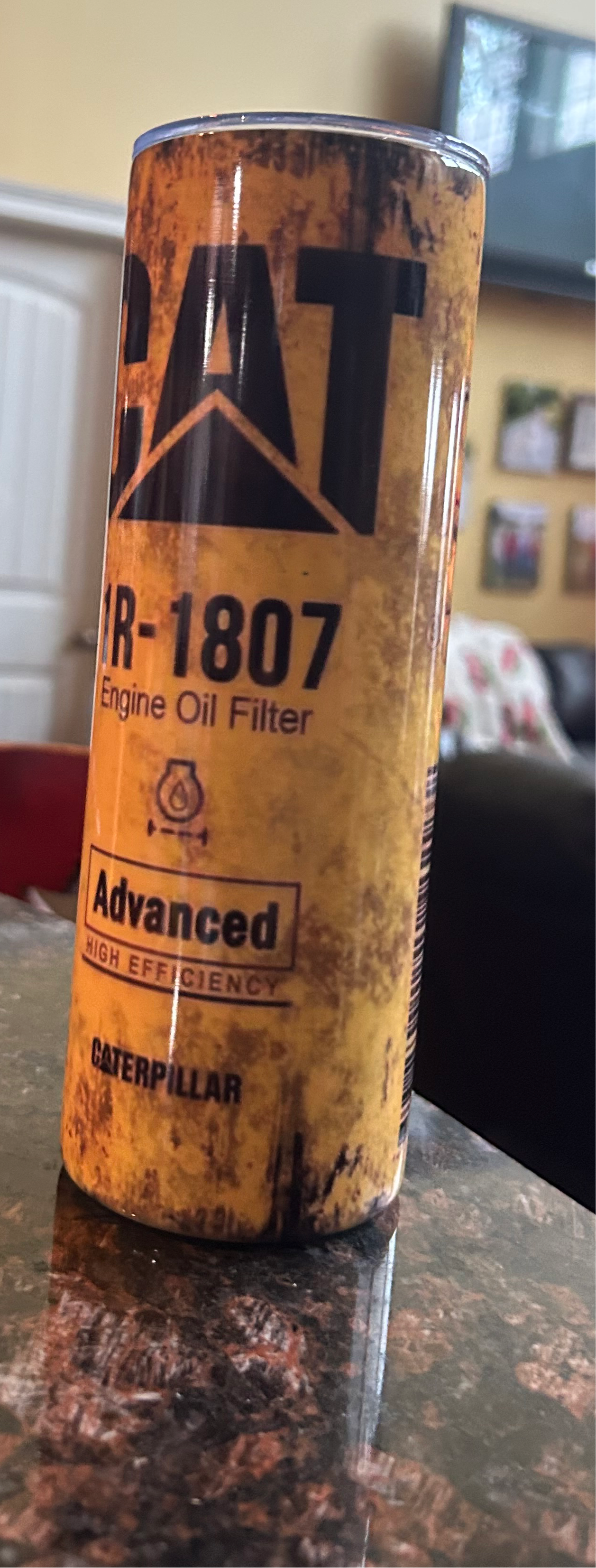CAT oil filter themed 20 oz tumbler