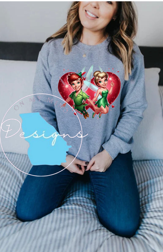 Peter and tink valentines  t-shirt by