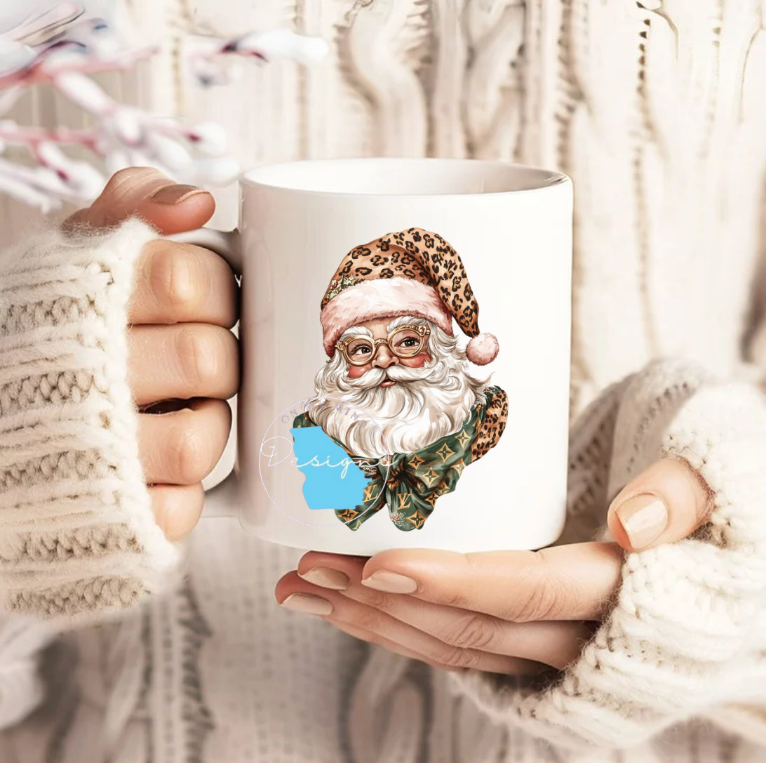 Boujee leopard Santa coffee mug