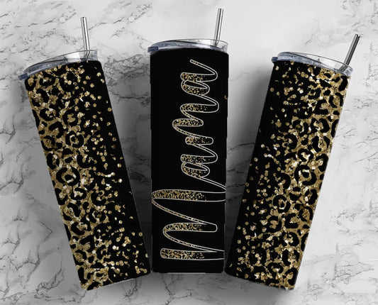 Mama gold faux glitter tumbler