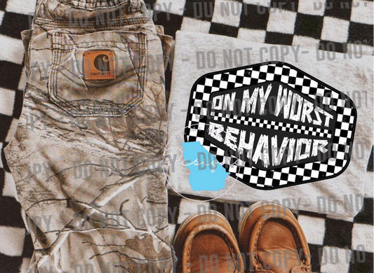 On my worst behavior kids graphic t-shirt