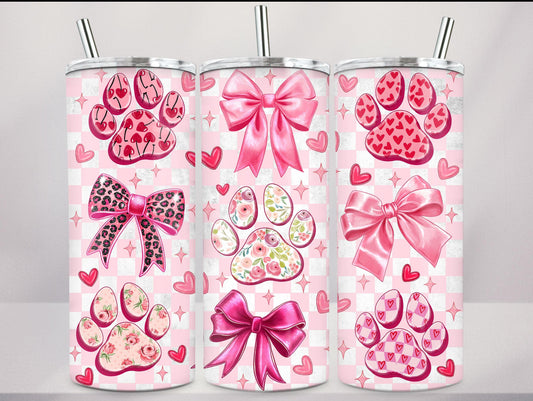 Paws heart 20oz sublimation tumbler