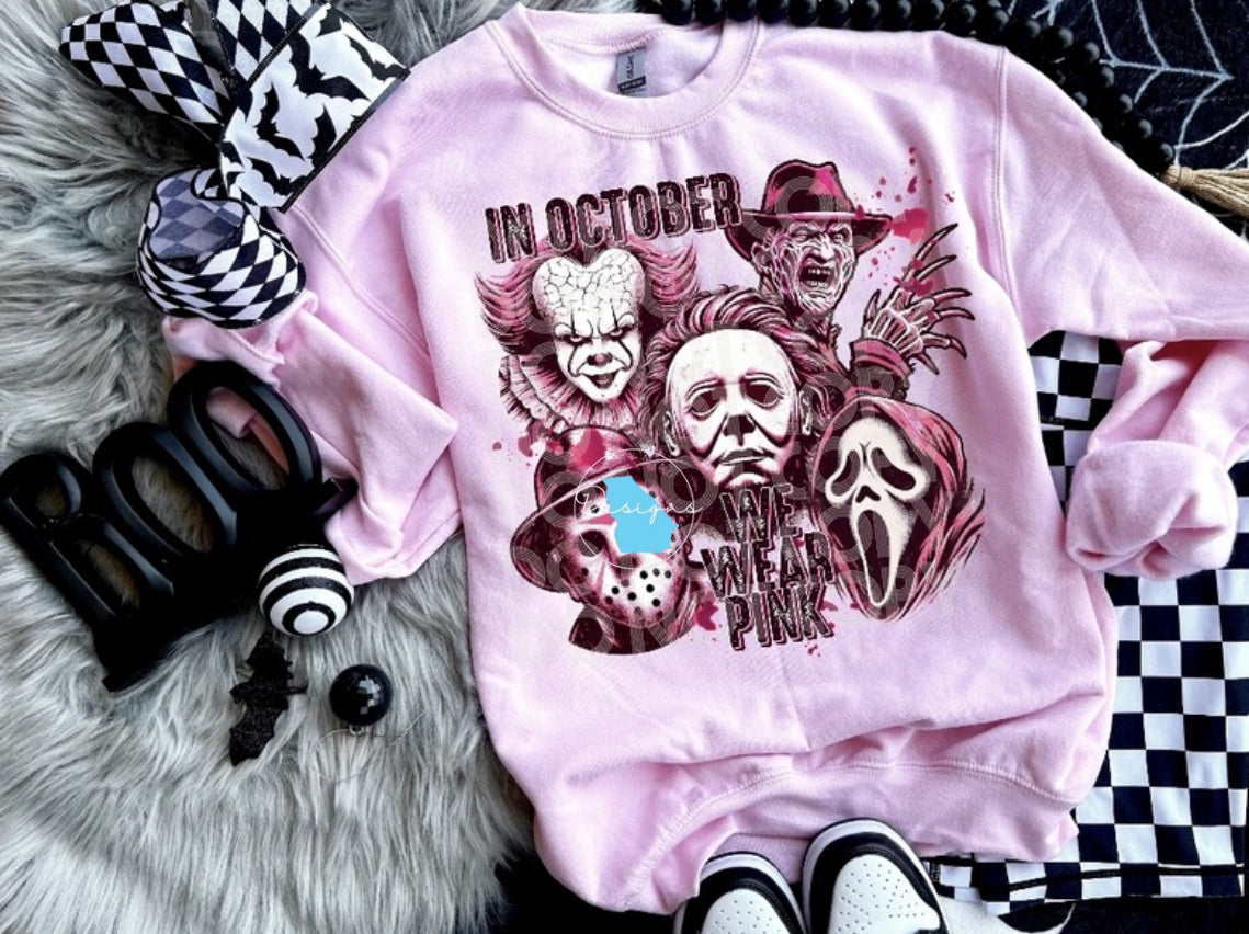 In october we wear pink graphic tee