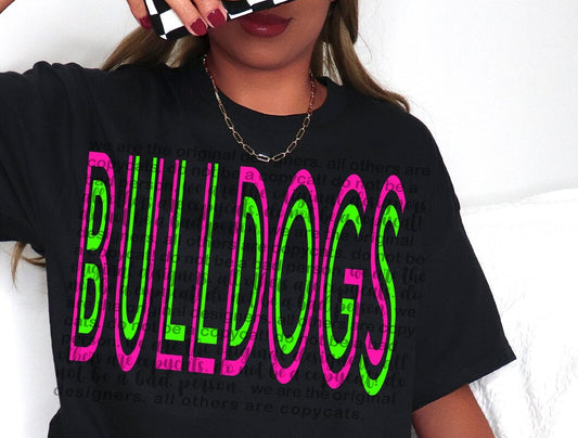 Neon Bulldog graphic tee