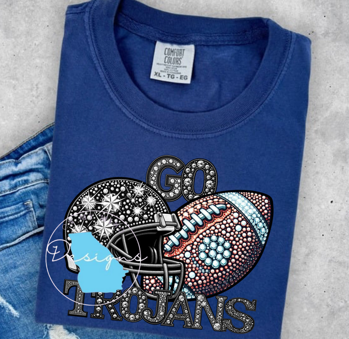 Go Trojans  rhinestone graphic tee