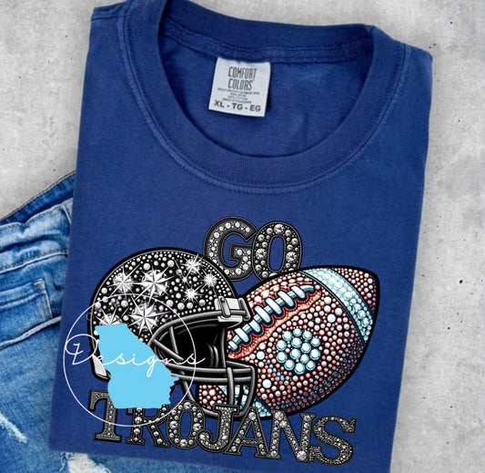 Go Trojans  rhinestone graphic tee
