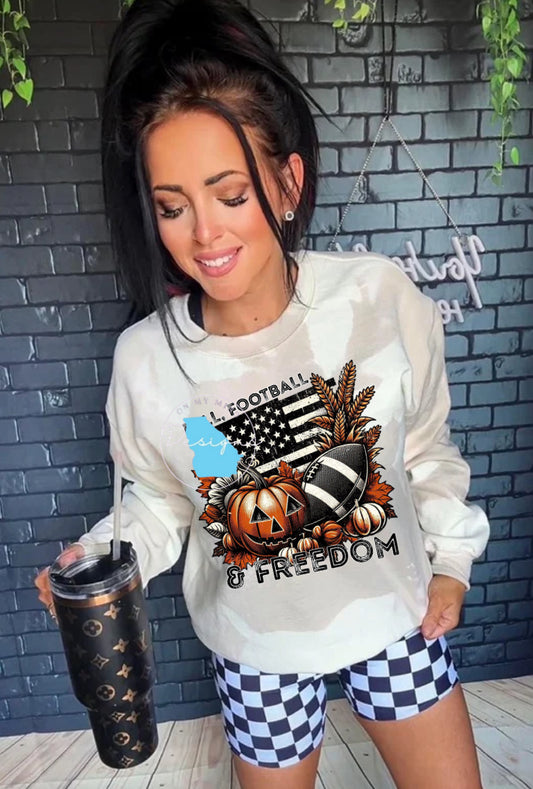 Fall football and freedom  graphic tee