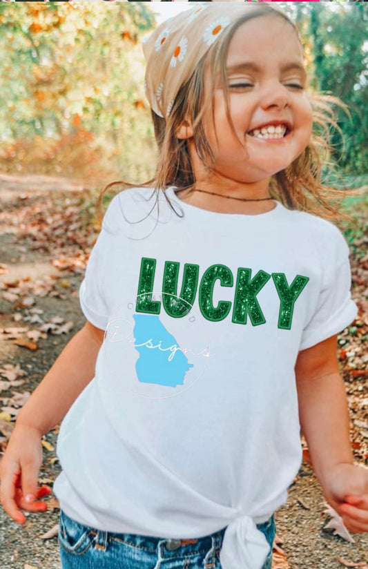 Lucky youth faux glitter St. Patricks t-shirt
