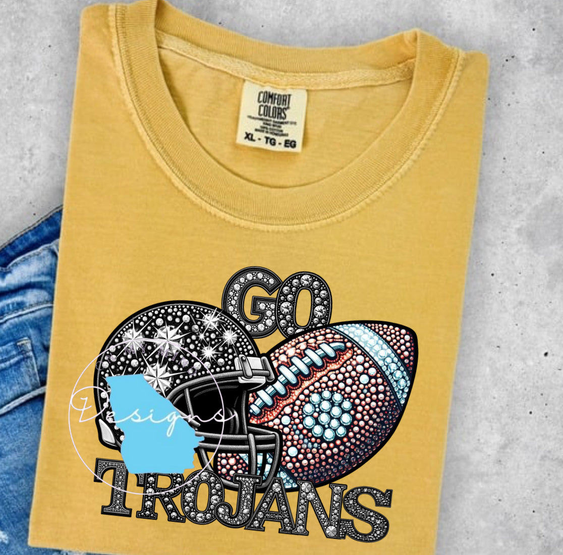 Go Trojans  rhinestone graphic tee