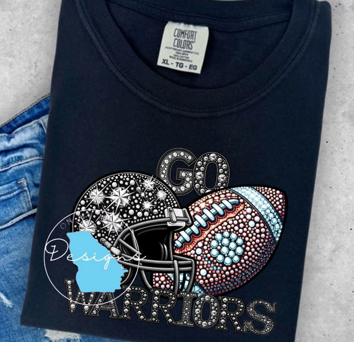 Warriors faux rhinestone graphic tee