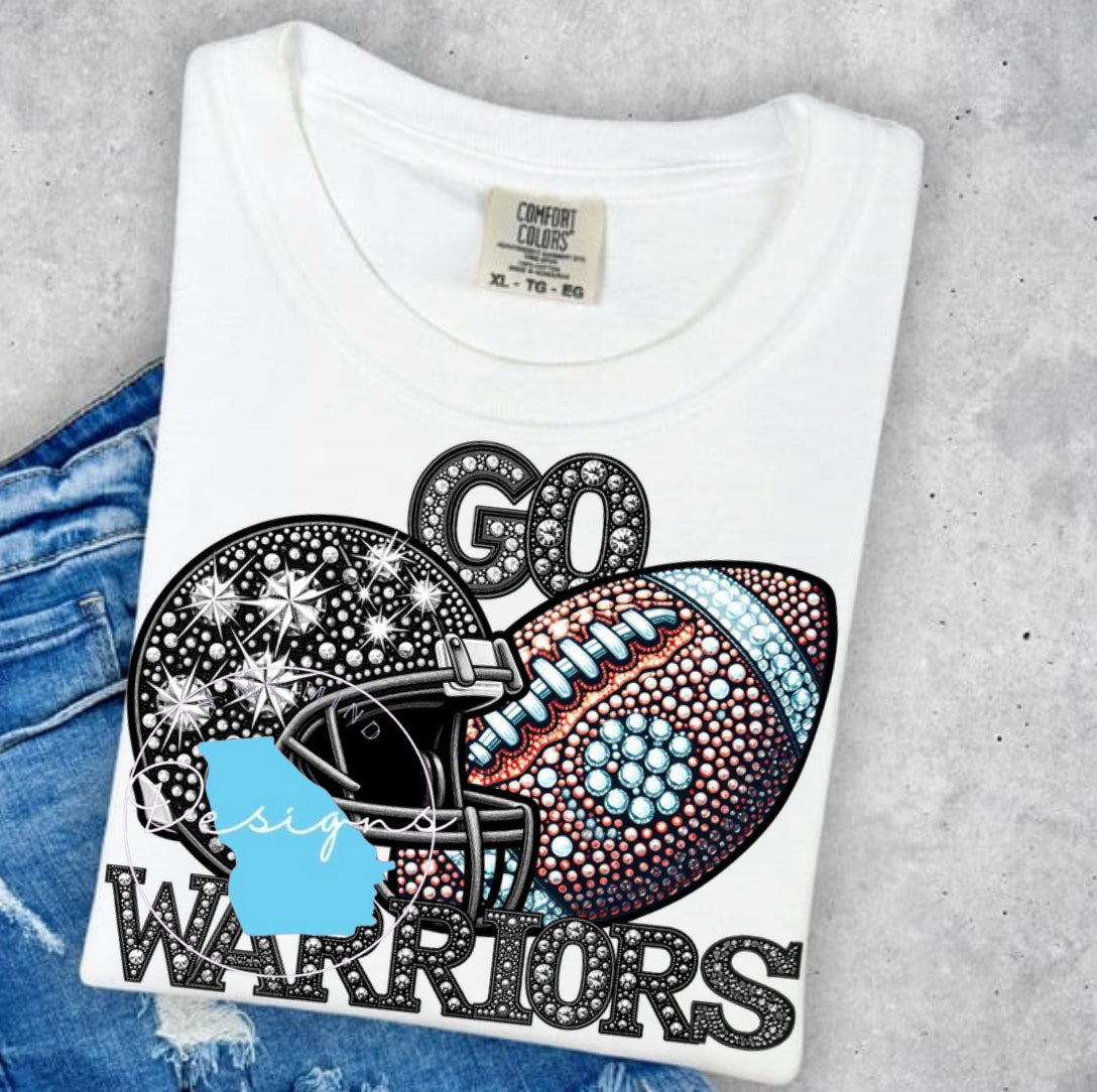 Warriors faux rhinestone graphic tee