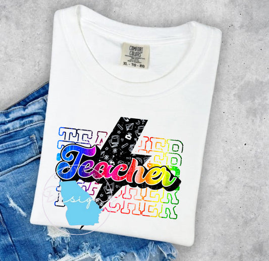 Rainbow teacher graphic tee