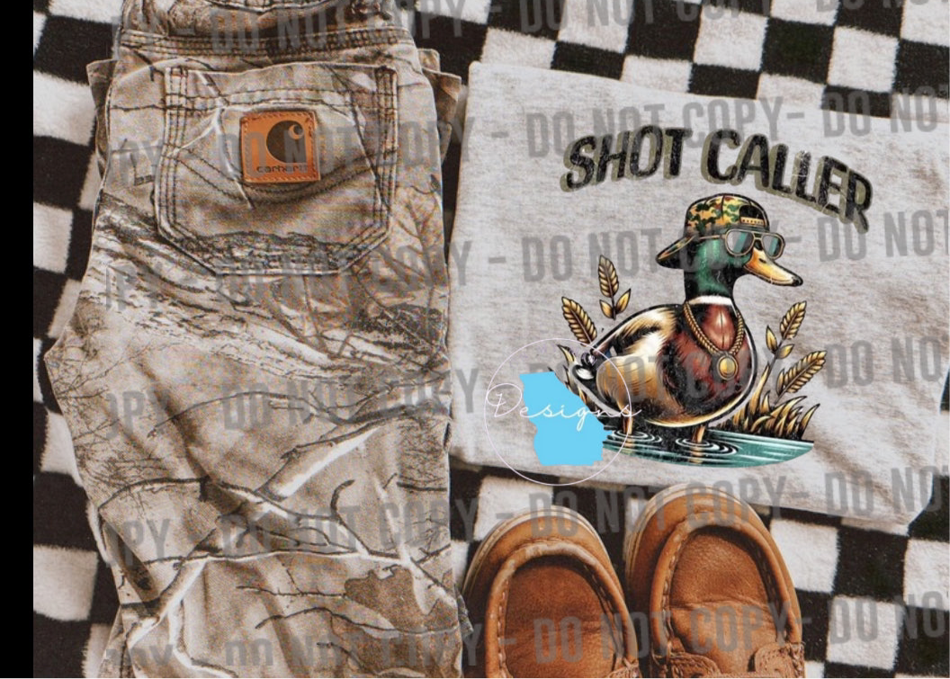 Shot caller duck hunting kids graphic t-shirt