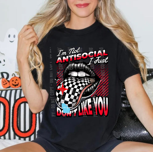 Retro I amnot anti social graphic t-shirt