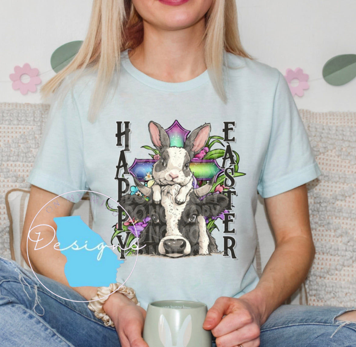 Happy Easter cow graphic tee