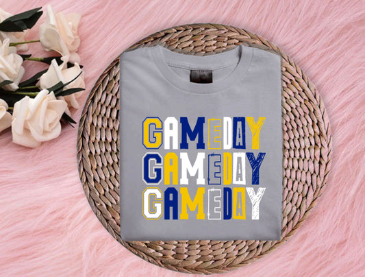 Game day (blue and yellow) trendy classic t-shirt