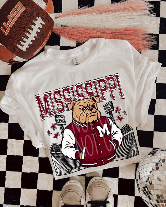 Mississippi Bulldog retro Varsity letterman Graphic tee